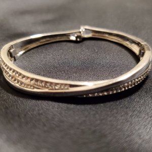 Bangle bracelet with faux diamonds